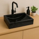 Lendo Online Wastafel rechthoekig 45x30x12 cm Marmer - Zwart