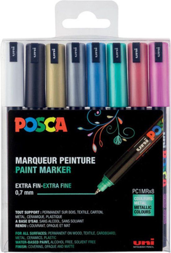 Uni-Ball POSCA PC-5M - 8-pack - Multicolour Markers - Medium Tip