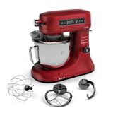 Klarstein Keukenmachine Chiara 1600W – 5L rvs-kom, 12 Geschwindigkeiten, LCD Touch Display, ≤72 dB, vaatwasmachinebestendig Patisserie Set, Aluminium gegoten behuizing, rood