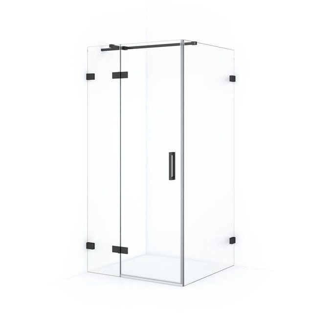 Maxaro Douchecabine Diamond 100x80cm 8mm Helder Veiligheidsglas Zwart Chroom met Draaideur