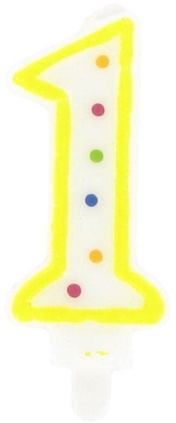 Fackelmann Verjaardagskaars cijfer 1 Rio Party Blauw, wit