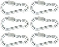 Merkloos / Sans marque Dulimex B.V. Karabijnhaken - 6x - met veiligheid schroef - staal - 9 cm - zilver
