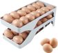 Unyqoos® porte-œufs pour 28 œufs, double, avec système de roulement automatique – gris, plastique, peu encombrant pour le réfrigérateur