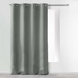Douceur d'Intérieur Absolu Gordijn met inslagringen, microvezel, effen, polyester, grijs, 280 x 140 cm