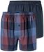 Schiesser 2-pack geweven boxershorts voor heren, geruit, blauw/aubergine, maat XXL