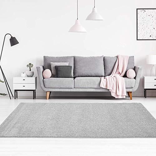 carpet city Tapijtloper effen grijs - 80x150 cm - Moderne laagpolige tapijten woonkamer jeugdkamer kinderkamer