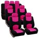 FH Group Platte stoffen volledige set autostoelhoezen drie rijen 7 passagiersset - universele pasvorm voor auto's, vrachtwagens en SUV's (roze) FB050217