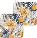 Anna's Collection Stoelkussen bloem - 2x - wit/geel - 40 x 40 cm - binnen/buiten
