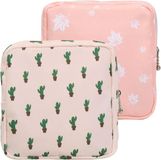 Merkloos / Sans marque Wan GmbH Opbergtasjes Maandverband - Tampon etui - Hygiëne Onderweg - Privacy Bescherming - 2 stuks 13 cm - Roze Gebroken Wit