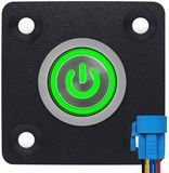 ProRide Interrupteur à pression en métal Panneau encastrable 12V ON-OFF - 19mm - avec câble de connexion - 12V/24V - Indicateur LED Vert