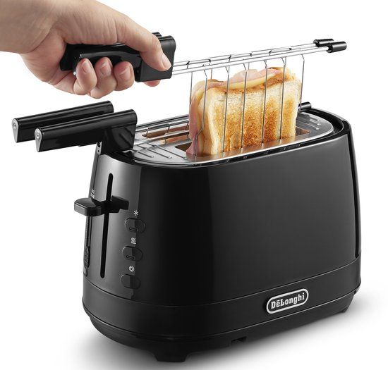 De’Longhi CTLAP2203.BK Broodrooster met tangen, 2 sneden, 550 W, Zwart