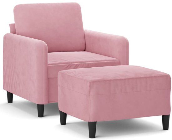 vidaXL Fauteuil met voetenbank 60 cm fluweel roze