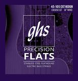GHS Strings CM3050 4-snarige basprecisie-flats, roestvrij staal platgewonden, 96,5 cm wikkeling, aangepast medium (.045-.105)