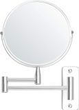 Pinnacle Living Miroir mural - Miroir de rasage douche et salle de bain - 3x grossissement - Double face et inclinable - Ø 15 cm - Argent