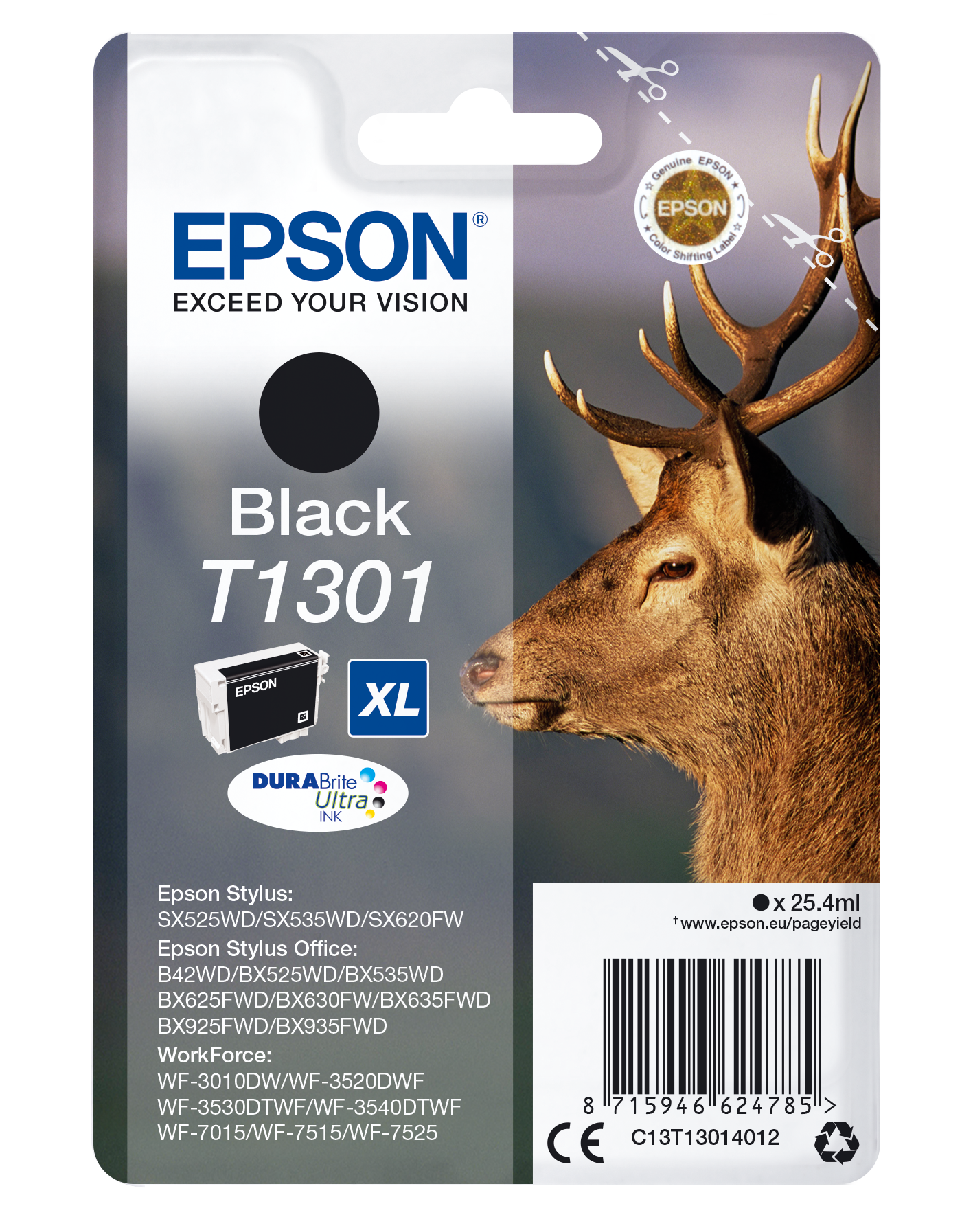 Epson Stag inktpatroon Black T1301 DURABrite Ultra Ink single pack / zwart