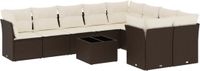 vidaXL 10-delige loungeset met kussens polyrattan bruin