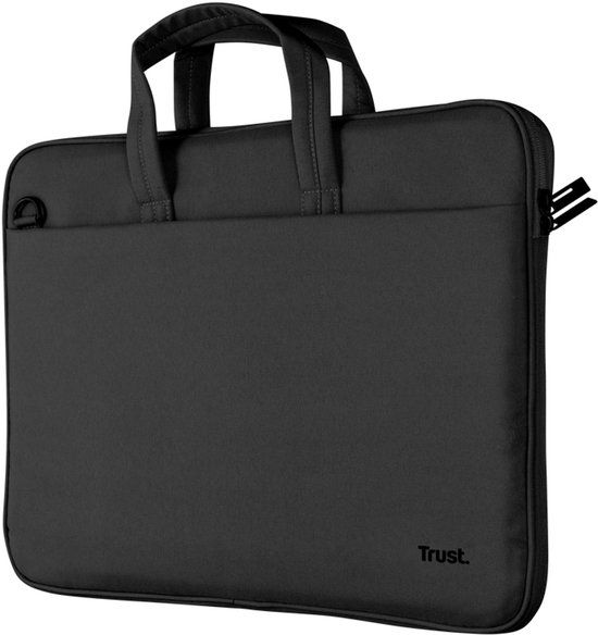 Trust Bologna - Laptoptas 14 inch - Gerecycled PET - Gevoerd Laptopvak - Schouderband - Zwart