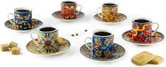 Excelsa Porselein, Set van 6 Trinacria Koffiekopjes met Schotel, Veelkleurig