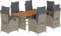 vidaXL Ensemble de jardin 7 pièces avec coussins, polyrotin, gris