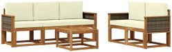vidaXL - Acacia Hout Loungeset - 5 Zitplaatsen - Natuurlijk en Crème