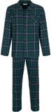 Pastunette - Lodge - Pyjama - Doorknoop - Katoen - Flanel - Blauw/Groen - Geruit - Maat S