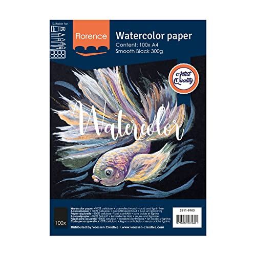 Vaessen Creative Florence 2911-9103 glad aquarelpapier, zwart, 300 g/m², 100 stuks, DIN A4
