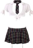 Schoolmeisjes Cottelli Collection – Stout School Meisje Set met Rok en Top voor Ondeugende Meiden – Maat XS – Wit