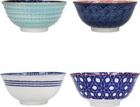 KitchenCraft 4-delige keramieken graan-/dessertkom, microgolfbestendig 15 x 7 cm