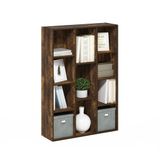 Furinno Luder 11-Cube Omkeerbare boekenkast met open plank, barnsteengrenen
