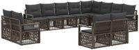 vidaXL Tuinbank - Set - 12 zitplekken - Grijs - Polyrattan