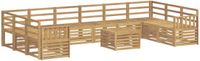 vidaXL - Salon d'angle - 10 places assises - Blanc - Acacia massif