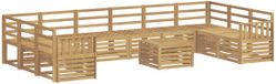 vidaXL - Salon d'angle - 10 places assises - Blanc - Acacia massif