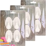 Merkloos Zelfklevende Keuken/Badkamer/Kleding/Ophang Haakjes - 12x Stuks - Kunststof - Wit