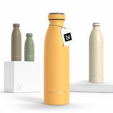 LARS NYSØM Ren Roestvrijstalen drinkfles 500ml - BPA-vrij geïsoleerde waterfles 0,5 Liter (Mustard Yellow)