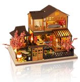 Merkloos Poppenhuis Japanse Izakaya miniatuurhuisje bouwpakket met LED-verlichting