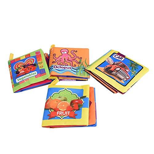 Duokon Baby Kids Kleurrijke Doek Boek Educatieve Kinderen Leren Cartoon Lezen Boeken Vroeg Onderwijs Speelgoed voor Jongen en Meisje (4 stks/set)