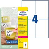 Avery Zweckform L4719REV-20 Folie-etiketten 105 x 148 mm Polyester folie Wit 80 stuk(s) Weer verwijderbaar Laser