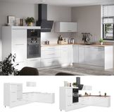 Vicco Hoekkeuken Fame-Line, Wit Hoogglans/Wit, 347 x 207 cm