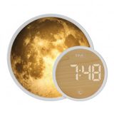 TFA Dostmann Digitale lichtwekker met sfeerlicht, 60.2050, maanblad, nachtlampje, Soluna Mini, wekker, zonsopgangfunctie, hulp bij het inslapen, oplaadfunctie