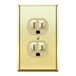 ENERLITES Elite Series Duplex Receptacle met roestvrij staal metalen wandplaat, sabotagebestendige uitlaat, commerciële kwaliteit, 15A 125V, UL-vermeld, 61580-TR-GD77PB, goud met gepolijste messing