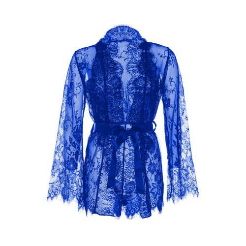 Leg Avenue kanten kimono met stringbody blauw