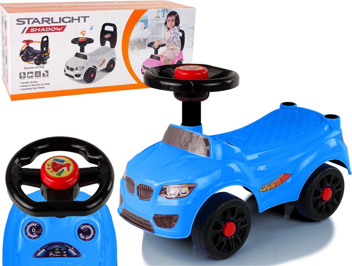 Lean Toys Starlight shadow BMW look loopauto met claxon vanaf 1 jaar 46 x 22 x 33 cm blauw