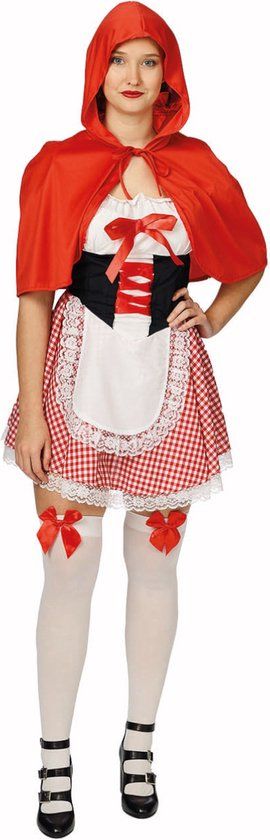Roodkapje Verkleedpak - Volwassenen - Rood/Wit - Maat XS