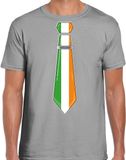 Bellatio Decorations Verkleed shirt voor heren - stropdas Ierland - grijs - supporter - themafeest XL