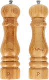 Cheffinger, Set de 2 moulins à sel et poivre en bambou, moulin en céramique réglable, marron/beige
