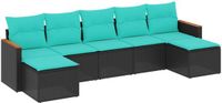 vidaXL 7-delige tuinbankset met kussens van zwart polyrotan