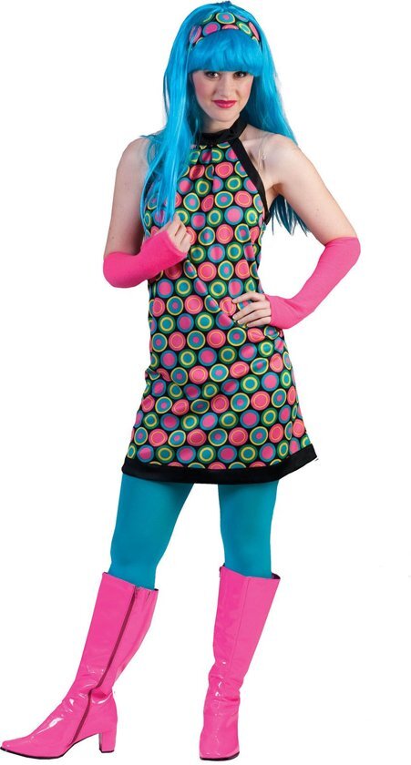 Funny Fashion Jaren 80 & 90 Kostuum Disco Dot Jurk Vrouw Maat 44-46 Carnaval kostuum Verkleedkleding