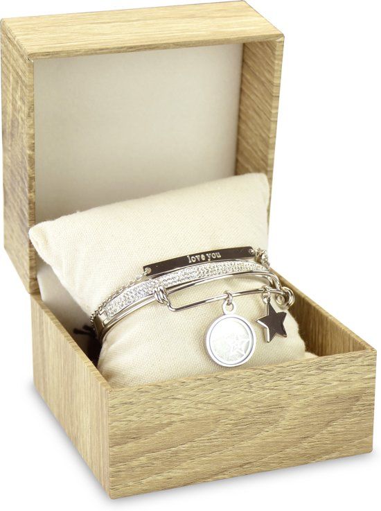 CO88 Collection Gift Set 8CO SET018 Sieraden Geschenkset - Armbanden Set 3 Stuks - Staal - Zilverkleurig