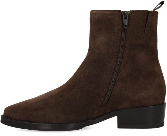 Manfield - Dames - Bruine suède enkellaarsjes - Maat 38
