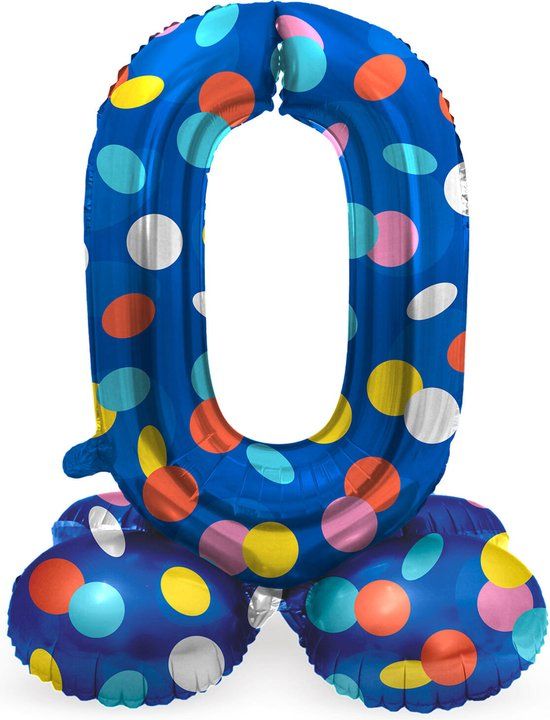 Folat Staande Folieballon Cijfer 0 Colorful Dots - 72 cm